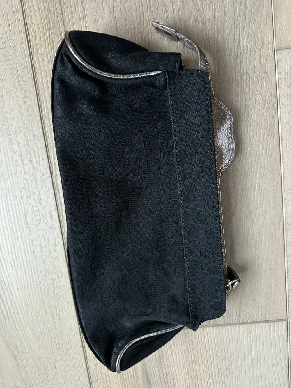 Guess Black Clutch with Rhinestone Heart Accent
